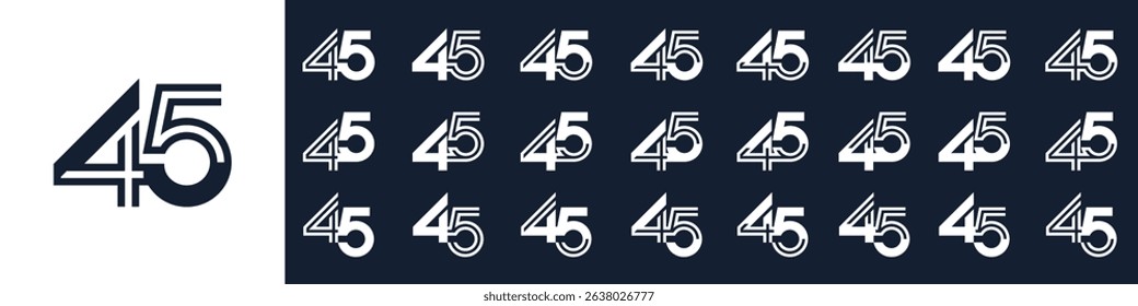 collection of creative number 45 logo designs. abstract forty-five design vector illustration