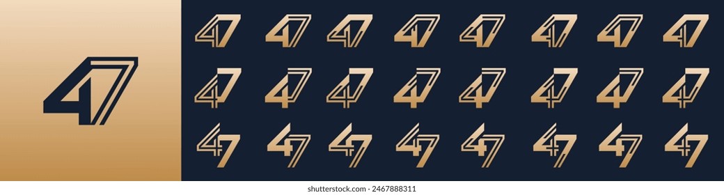 collection of creative number 47 logo designs. abstract forty-seven design vector illustration