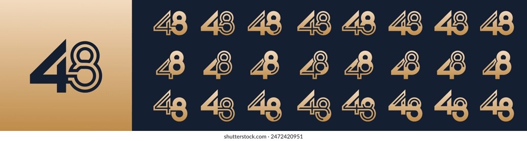 collection of creative number 48 logo designs. abstract forty-eight design vector illustration