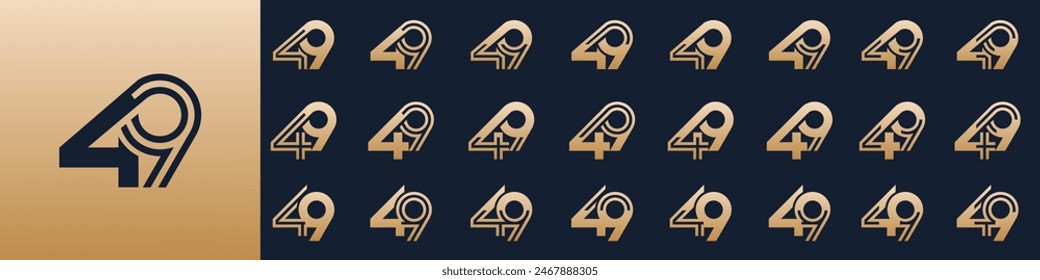 colección de diseños creativos del logo número 49. abstracto cuarenta y nueve Ilustración vectorial de diseño