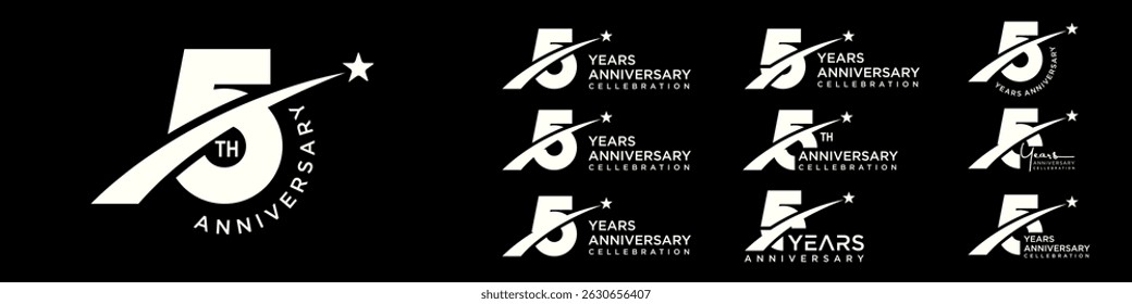 collection of creative number 5 logo designs. abstract number five design vector illustration