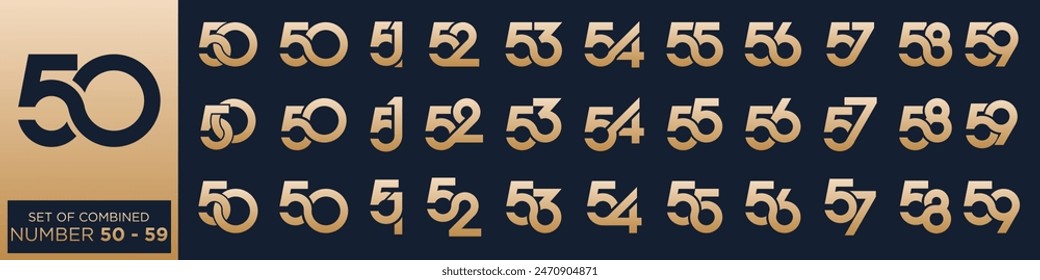 collection of creative number 50 to 59 logo designs. abstract number design vector illustration