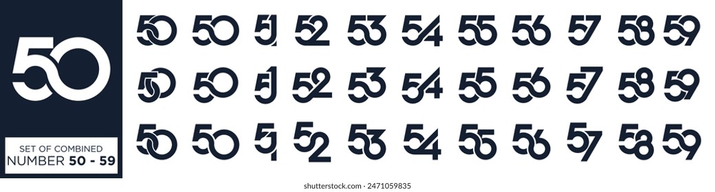 collection of creative number 50 to 59 logo designs. abstract number design vector illustration