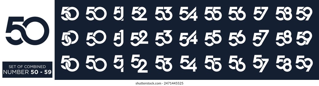 collection of creative number 50 to 59 logo designs. abstract number design vector illustration