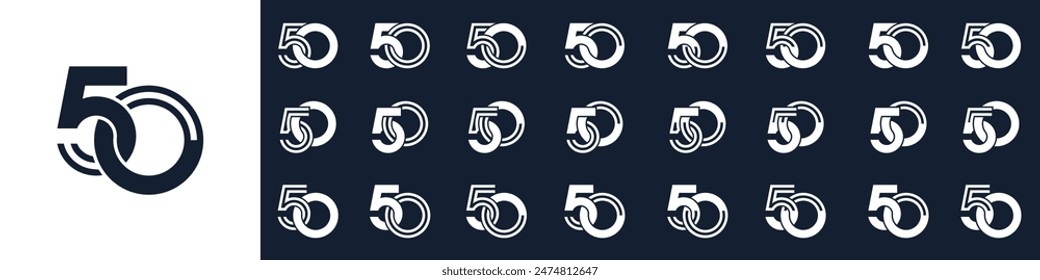 collection of creative number 50 logo designs. abstract fifty design vector illustration