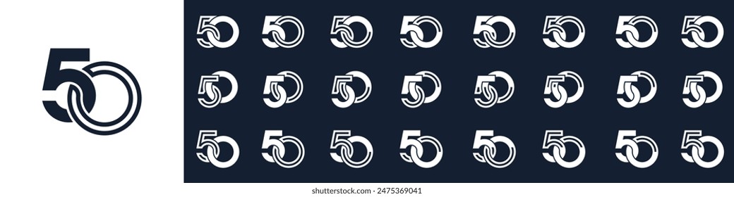 collection of creative number 50 logo designs. abstract fifty design vector illustration