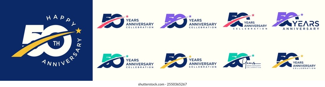 colección de diseños de logotipos de número creativo 50. Ilustración vectorial de diseño abstracto Fifty