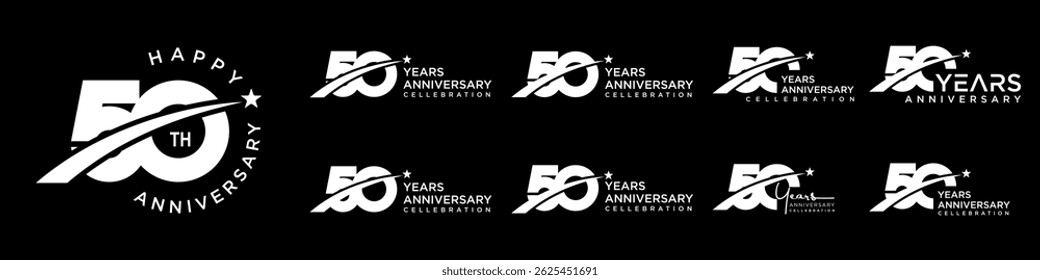 colección de diseños de logotipos de número creativo 50. Ilustración vectorial de diseño abstracto Fifty