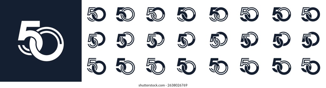 collection of creative number 50 logo designs. abstract fifty design vector illustration