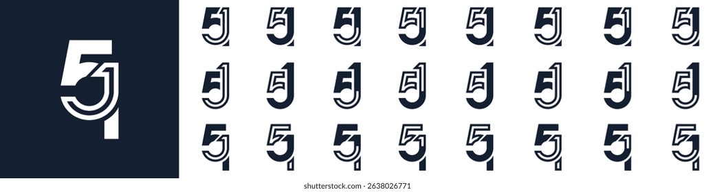 collection of creative number 51 logo designs. abstract fifty-one design vector illustration