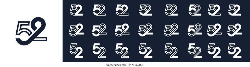 colección de diseños creativos del logo número 52. abstracto cincuenta y dos Ilustración vectorial de diseño