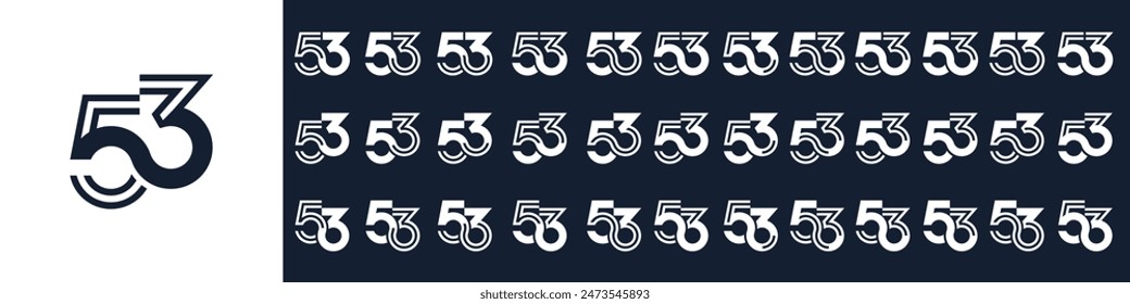 collection of creative number 53 logo designs. abstract fifty-three design vector illustration