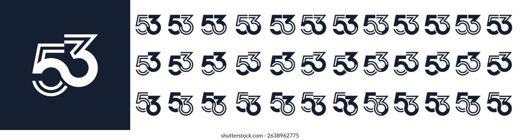 collection of creative number 53 logo designs. abstract fifty-three design vector illustration