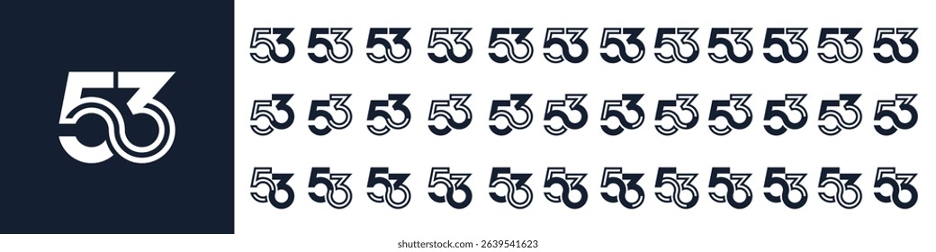 collection of creative number 53 logo designs. abstract fifty-three design vector illustration