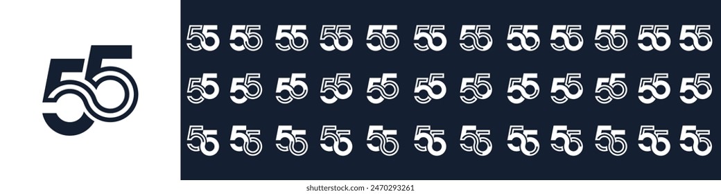 collection of creative number 55 logo designs. abstract fifty-five design vector illustration