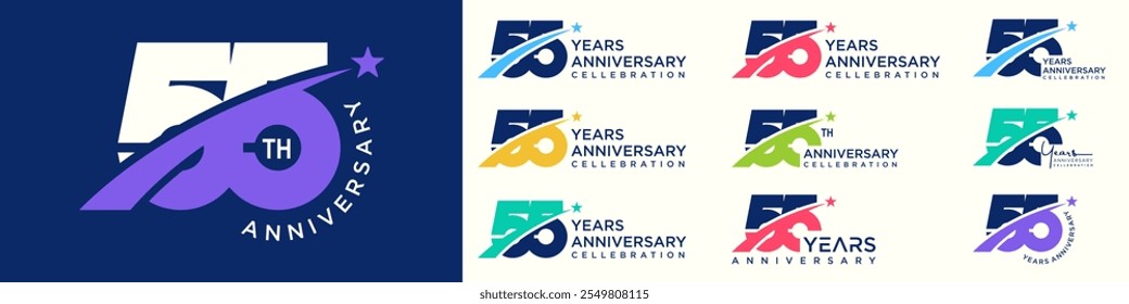 collection of creative number 55 logo designs. abstract number fifty-five design vector illustration