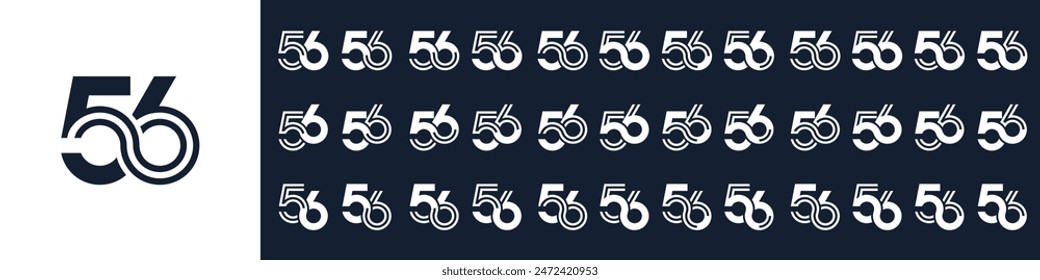 collection of creative number 56 logo designs. abstract fifty-six design vector illustration