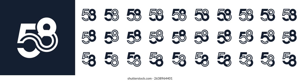 collection of creative number 58 logo designs. abstract fifty-eight design vector illustration