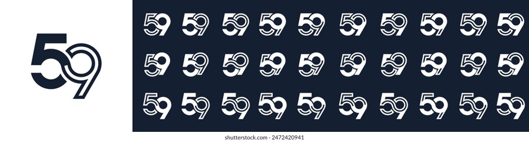 colección de diseños creativos del logo número 59. abstracto cincuenta y nueve Ilustración vectorial de diseño