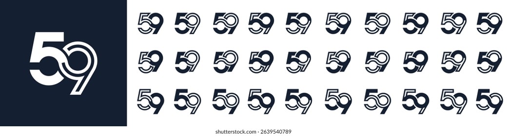 collection of creative number 59 logo designs. abstract fifty-nine design vector illustration