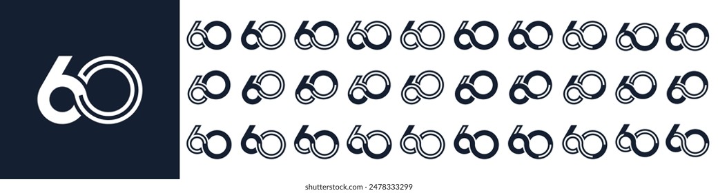 collection of creative number 60 logo designs. abstract sixty design vector illustration