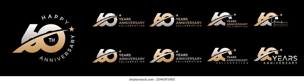 collection of creative number 60 logo designs. abstract sixty design vector illustration