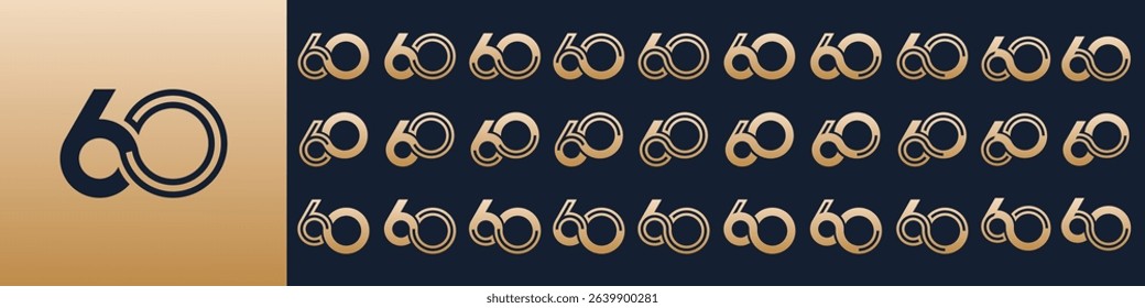 collection of creative number 60 logo designs. abstract sixty design vector illustration