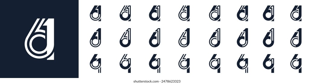 collection of creative number 61 logo designs. abstract sixty-one design vector illustration