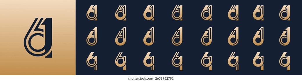 collection of creative number 61 logo designs. abstract sixty-one design vector illustration