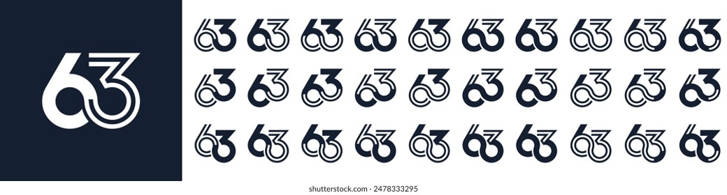 colección de diseños creativos del logo número 63. abstracto sesenta y tres Ilustración vectorial de diseño