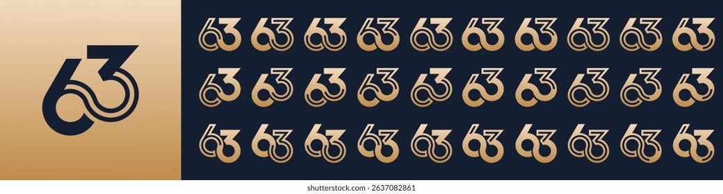 collection of creative number 63 logo designs. abstract sixty-three design vector illustration
