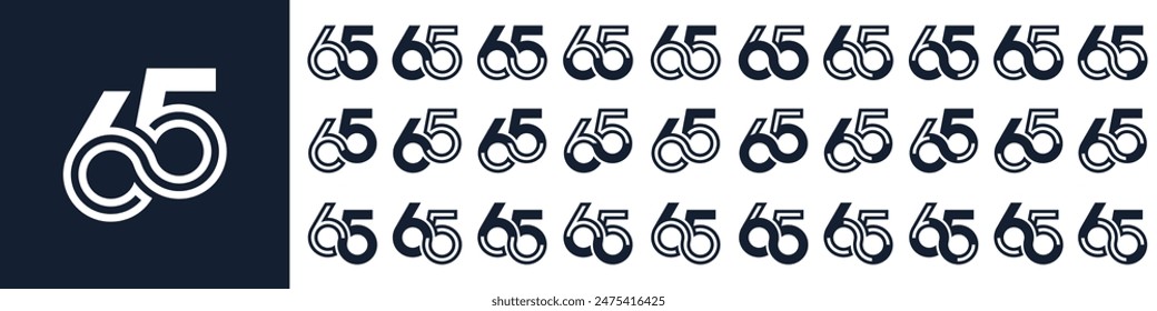 collection of creative number 65 logo designs. abstract sixty-five design vector illustration