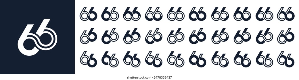 collection of creative number 66 logo designs. abstract sixty-six design vector illustration