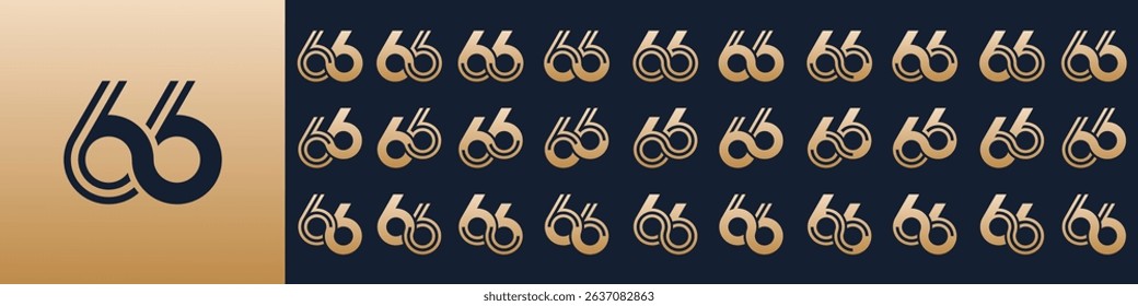 collection of creative number 66 logo designs. abstract sixty-six design vector illustration