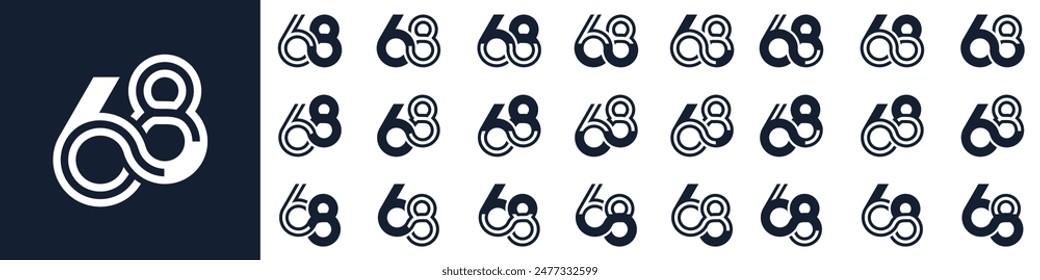 colección de diseños creativos del logo número 68. abstracto sesenta y ocho Ilustración vectorial de diseño