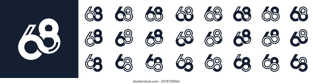 collection of creative number 68 logo designs. abstract sixty-eight design vector illustration