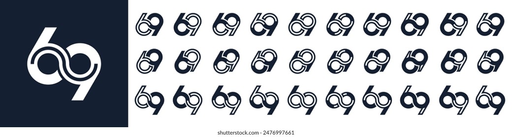 colección de diseños creativos del logo número 69. abstracto sesenta y nueve Ilustración vectorial de diseño