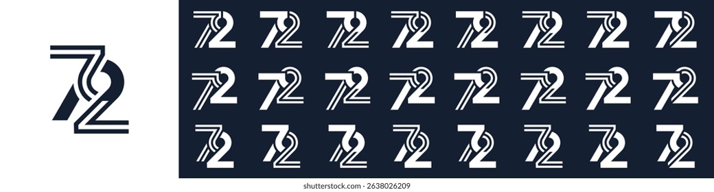 collection of creative number 72 logo designs. abstract seventy-two design vector illustration
