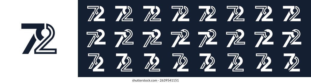 collection of creative number 72 logo designs. abstract seventy-two design vector illustration