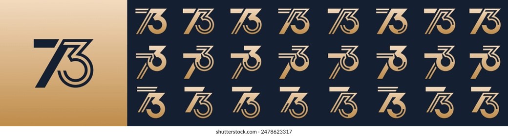 collection of creative number 73 logo designs. abstract seventy-three design vector illustration