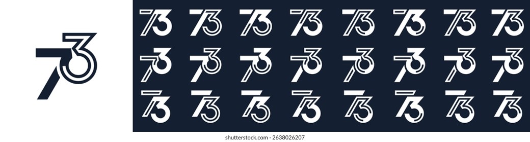 collection of creative number 73 logo designs. abstract seventy-three design vector illustration