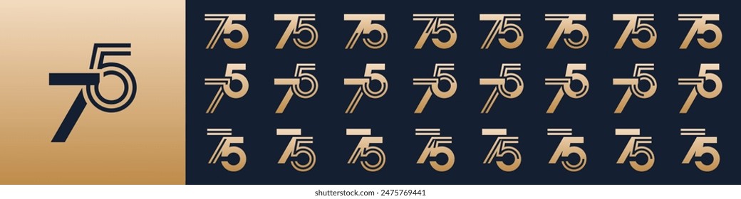 collection of creative number 75 logo designs. abstract seventy-five design vector illustration