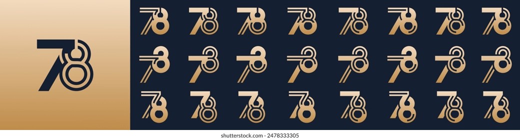 collection of creative number 78 logo designs. abstract seventy-eight design vector illustration