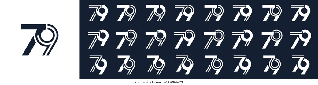 collection of creative number 79 logo designs. abstract seventy-nine design vector illustration