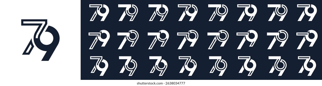 collection of creative number 79 logo designs. abstract seventy-nine design vector illustration