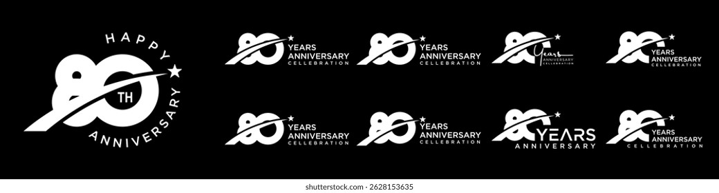 collection of creative number 80 logo designs. abstract eighty design vector illustration