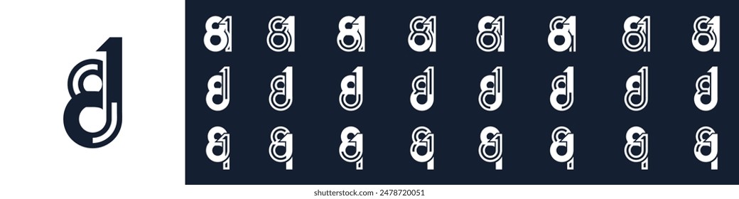 collection of creative number 81 logo designs. abstract eighty-one design vector illustration