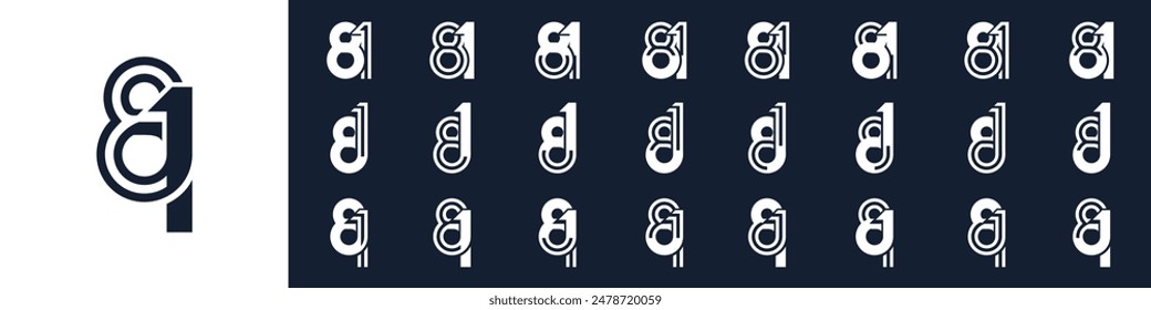 collection of creative number 81 logo designs. abstract eighty-one design vector illustration