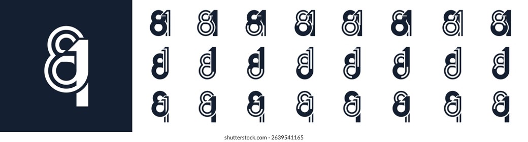 collection of creative number 81 logo designs. abstract eighty-one design vector illustration