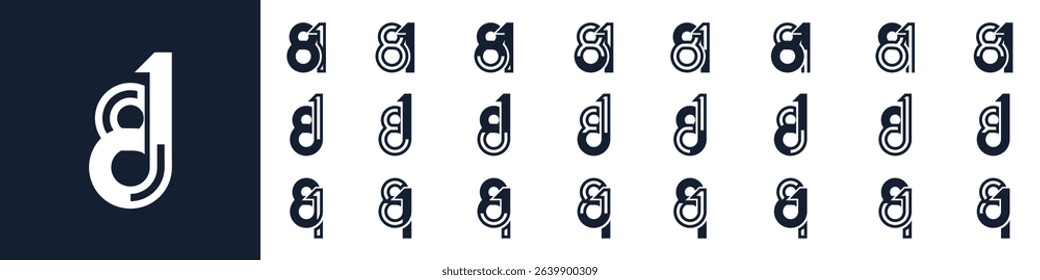 collection of creative number 81 logo designs. abstract eighty-one design vector illustration
